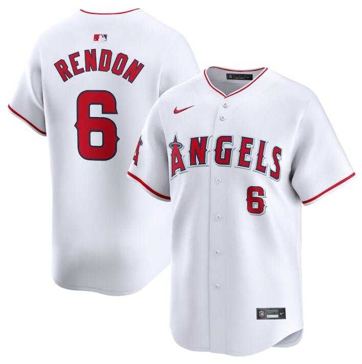 Mens Los Angeles Angels #6 Anthony Rendon White Home Limited Stitched Baseball Jersey Dzhi